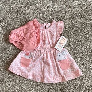 Carter's Pink Bunny Pocket Dress with Matching Bloomers